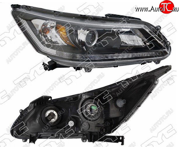 5 299 р. Правая фара передняя TYC (диодная полоса, Евросвет) Honda Accord 9 CR седан дорестайлинг (2013-2016)  с доставкой в г. Кемерово