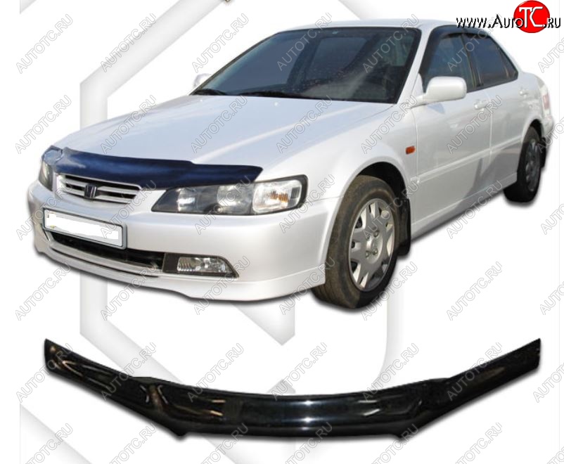 2 159 р. Дефлектор капота (CL1,CL3, CF3-CF5) CA-Plastic Honda Accord 6 CF седан дорестайлинг (1997-2000) (Classic черный, Без надписи)  с доставкой в г. Кемерово