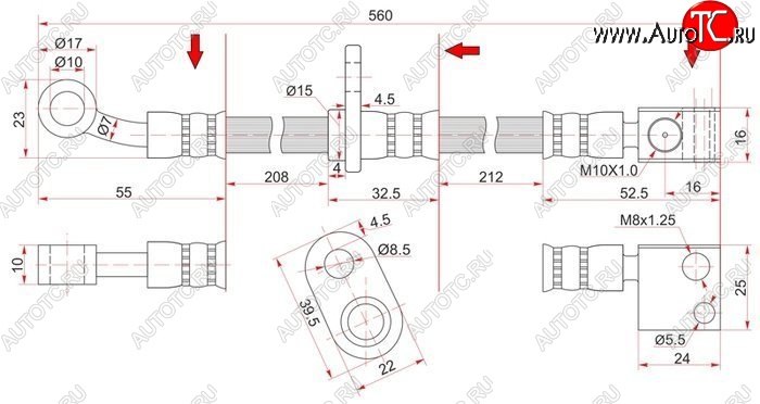 899 р. Тормозной шланг передний SAT (левый)  Honda Airwave  1 GJ - partner  с доставкой в г. Кемерово