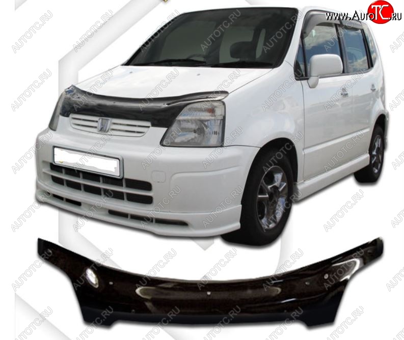 2 399 р. Дефлектор капота CA-Plastiс Honda Capa (1998-2002) (Classic черный, Без надписи)  с доставкой в г. Кемерово