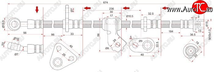 1 689 р. Тормозной шланг передний SAT (правый) Honda Integra DB6,DB7,DB8,DB9 седан дорестайлинг (1993-1995)  с доставкой в г. Кемерово