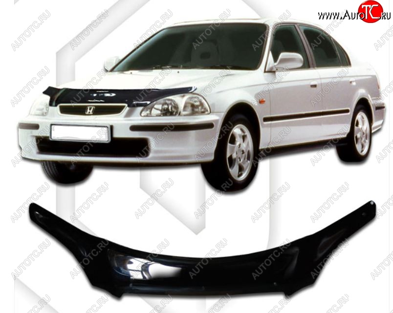 2 159 р. Дефлектор капота (EK2, EK3, EK4, EK9) CA-Plastic Honda Civic EJ,EK,EM седан дорестайлинг (1995-1998) (Classic черный, Без надписи)  с доставкой в г. Кемерово