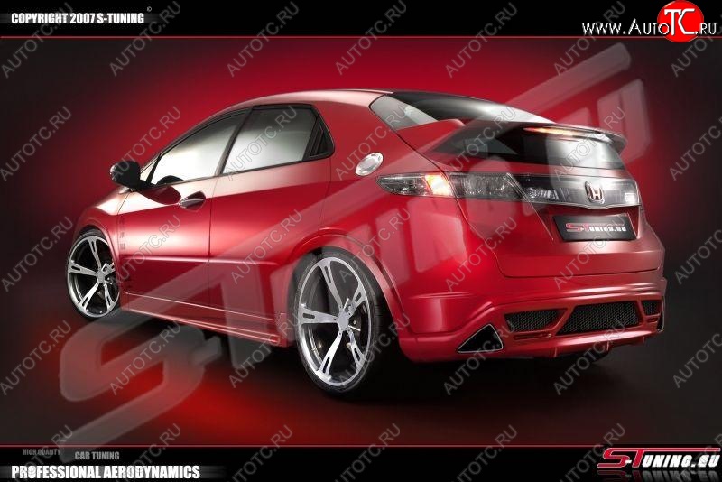 4 999 р. Накладка на задний бампер S-tuning Honda Civic FK,FN хэтчбэк 5 дв. дорестайлинг (2005-2008)  с доставкой в г. Кемерово