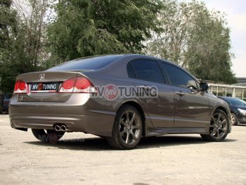 5 599 р. Накладка заднего бампера Mugen  Honda Civic  FD (2005-2011) седан дорестайлинг, седан рестайлинг (Неокрашенная)  с доставкой в г. Кемерово. Увеличить фотографию 2