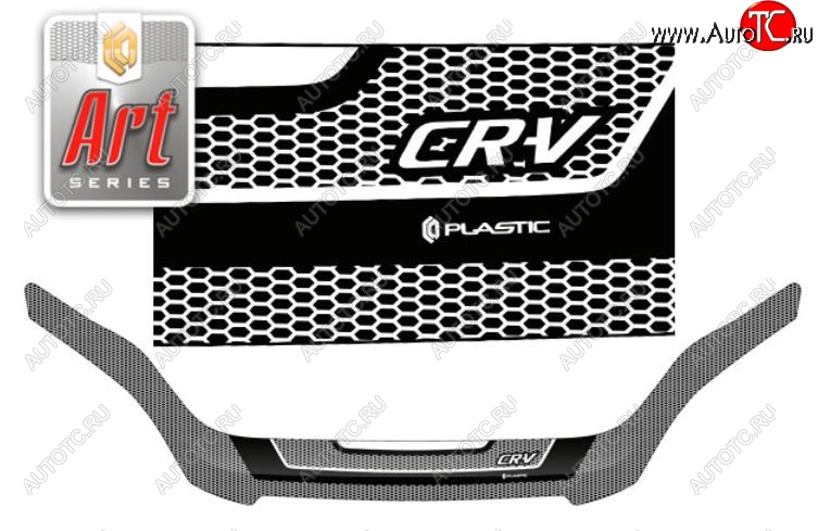 2 559 р. Дефлектор капота CA-Plastiс  Honda CR-V  RE1,RE2,RE3,RE4,RE5,RE7 (2007-2010) дорестайлинг (Серия Art серебро)  с доставкой в г. Кемерово