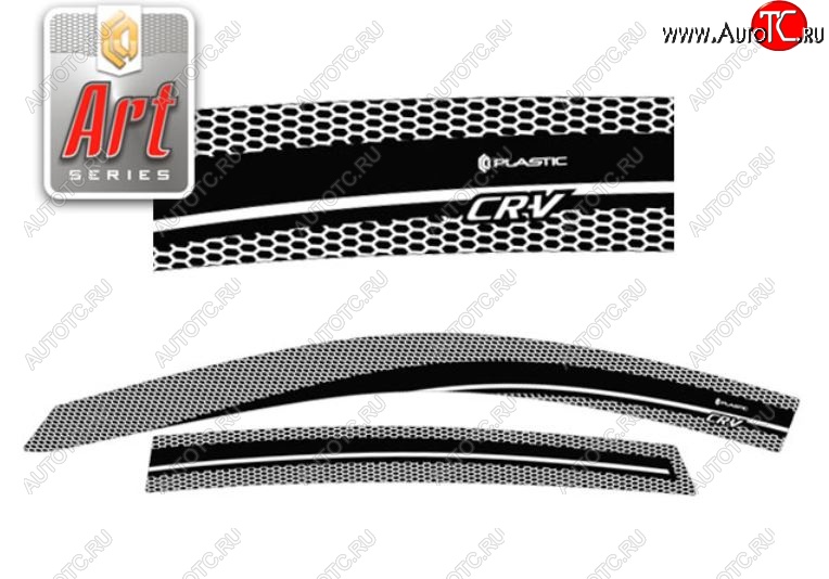 2 399 р. Дефлектор капота CA-Plastiс  Honda CR-V  RE1,RE2,RE3,RE4,RE5,RE7 (2007-2010) дорестайлинг (Серия Art белая, Без хром.молдинга)  с доставкой в г. Кемерово