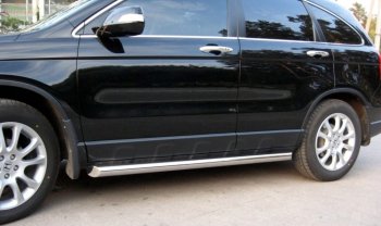 23 799 р. Защита порогов из круглой трубы диаметром 76 мм SLITKOFF v1 Honda CR-V RE1,RE2,RE3,RE4,RE5,RE7 дорестайлинг (2007-2010)  с доставкой в г. Кемерово. Увеличить фотографию 2