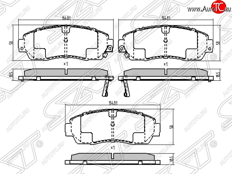 1 379 р. Колодки тормозные передние SAT Honda CR-V RE1,RE2,RE3,RE4,RE5,RE7 дорестайлинг (2007-2010)  с доставкой в г. Кемерово