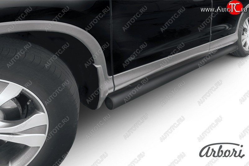 1 709 р. Защита штатных порогов Arbori (с проступью, черная, d76 mm). Honda CR-V RM1,RM3,RM4 дорестайлинг (2012-2015)  с доставкой в г. Кемерово