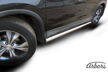 12 869 р. Защита штатных порогов Arbori (нержавейка, d76 mm). Honda CR-V RM1,RM3,RM4 дорестайлинг (2012-2015)  с доставкой в г. Кемерово. Увеличить фотографию 2