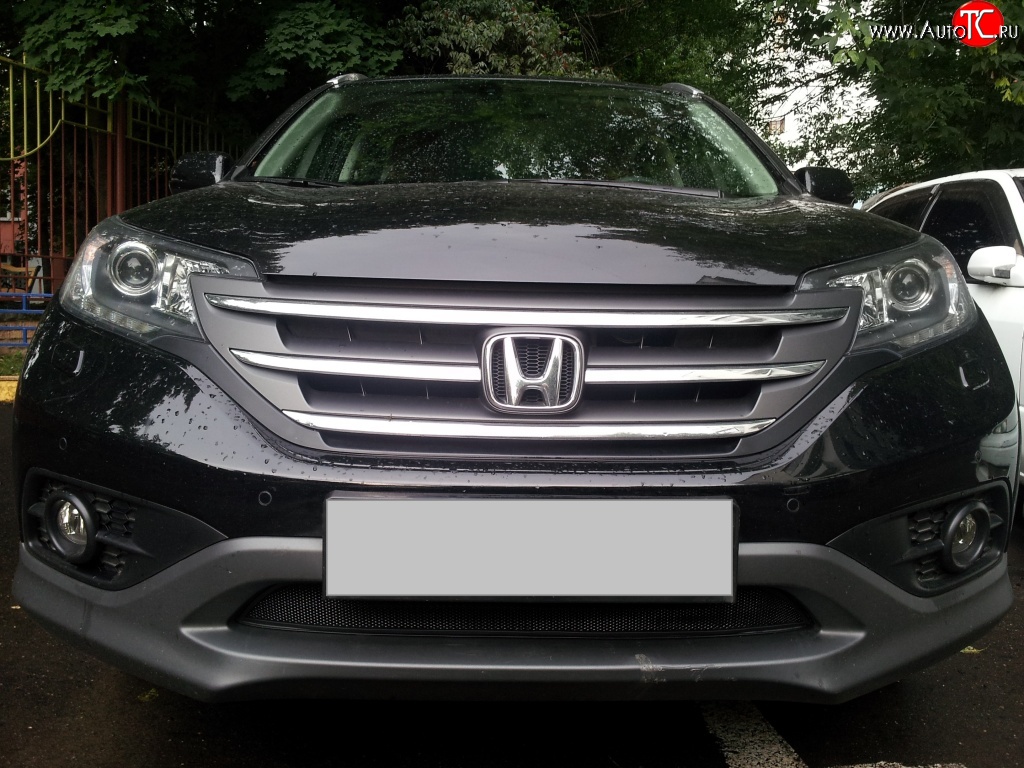 1 469 р. Сетка на бампер (2.0) Russtal (черная)  Honda CR-V  RM1,RM3,RM4 (2012-2015) дорестайлинг  с доставкой в г. Кемерово