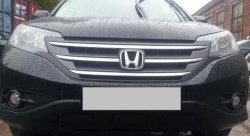 2 249 р. Сетка на бампер (2.4) Russtal (черная) Honda CR-V RM1,RM3,RM4 дорестайлинг (2012-2015)  с доставкой в г. Кемерово. Увеличить фотографию 4