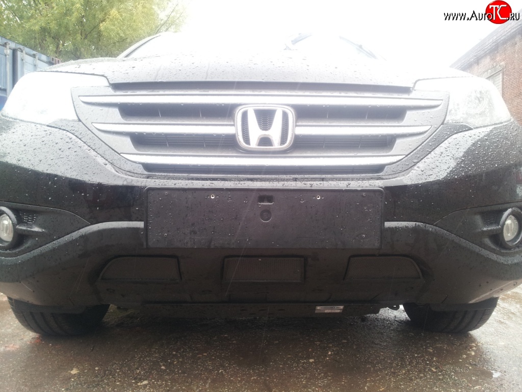 2 249 р. Сетка на бампер (2.4) Russtal (черная) Honda CR-V RM1,RM3,RM4 дорестайлинг (2012-2015)  с доставкой в г. Кемерово