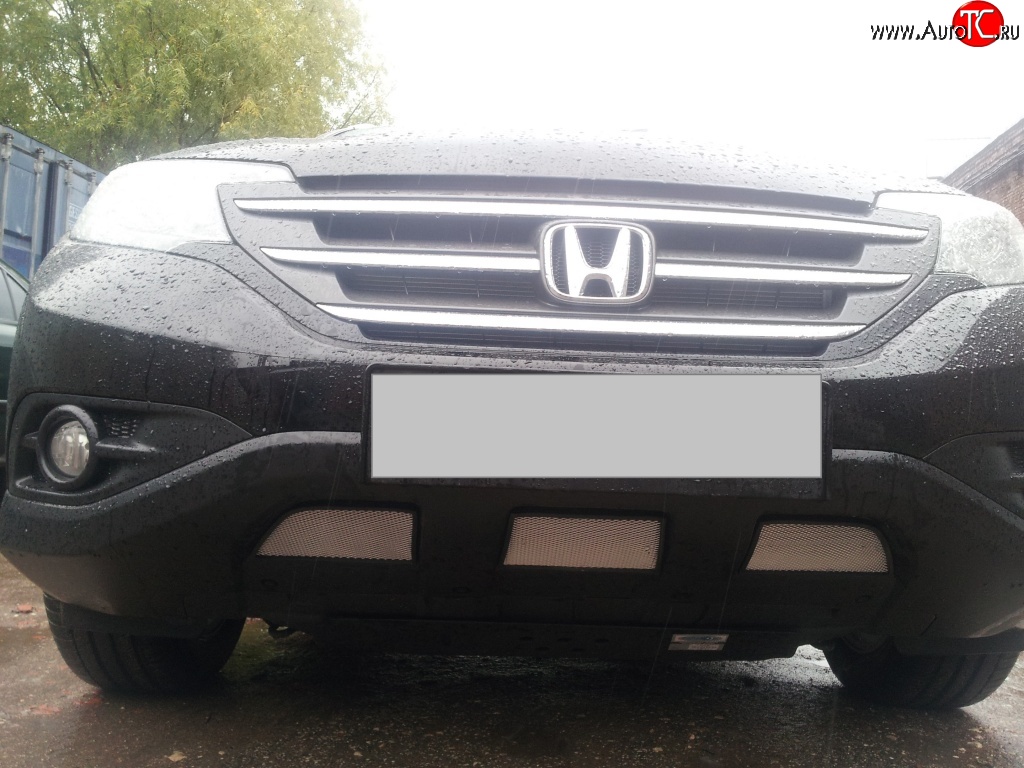 2 059 р. Сетка на бампер (2.4) Russtal (хром) Honda CR-V RM1,RM3,RM4 дорестайлинг (2012-2015)  с доставкой в г. Кемерово