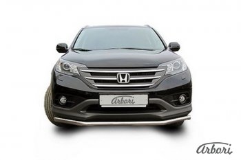 11 699 р. Защита переднего бампера Arbori (нержавейка, 1 труба d57 mm). Honda CR-V RM1,RM3,RM4 дорестайлинг (2012-2015)  с доставкой в г. Кемерово. Увеличить фотографию 2