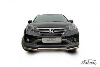 14 579 р. Защита переднего бампера Arbori (нержавейка, 2 трубы d57 и 57 mm) Honda CR-V RM1,RM3,RM4 дорестайлинг (2012-2015)  с доставкой в г. Кемерово. Увеличить фотографию 2