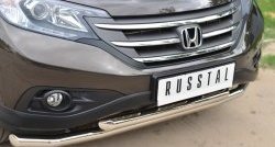 16 949 р. Защита переднего бампера (2 трубыØ63 мм, нержавейка) SLITKOFF  Honda CR-V  RM1,RM3,RM4 (2012-2015) дорестайлинг  с доставкой в г. Кемерово. Увеличить фотографию 2