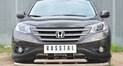 16 949 р. Защита переднего бампера (2 трубыØ63 мм, нержавейка) SLITKOFF  Honda CR-V  RM1,RM3,RM4 (2012-2015) дорестайлинг  с доставкой в г. Кемерово. Увеличить фотографию 1