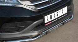 13 999 р. Защита переднего бампера (2 трубыØ75х42 и 63 мм, нержавейка) Russtal Honda CR-V RM1,RM3,RM4 дорестайлинг (2012-2015)  с доставкой в г. Кемерово. Увеличить фотографию 2