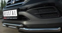 13 999 р. Защита переднего бампера (2 трубыØ75х42 и 63 мм, нержавейка) Russtal Honda CR-V RM1,RM3,RM4 дорестайлинг (2012-2015)  с доставкой в г. Кемерово. Увеличить фотографию 3