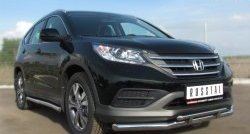 13 999 р. Защита переднего бампера (2 трубыØ75х42 и 63 мм, нержавейка) Russtal Honda CR-V RM1,RM3,RM4 дорестайлинг (2012-2015)  с доставкой в г. Кемерово. Увеличить фотографию 4