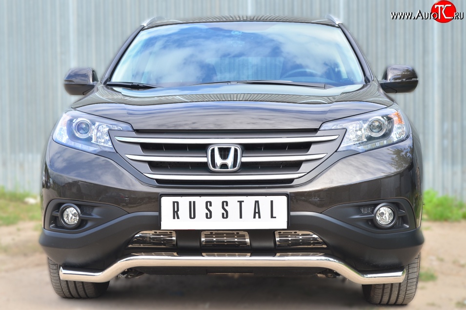 15 899 р. Защита переднего бампера (Ø63 мм волна, нержавейка, 2.4) SLITKOFF  Honda CR-V  RM1,RM3,RM4 (2012-2015) дорестайлинг  с доставкой в г. Кемерово