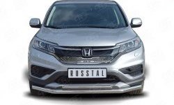 17 999 р. Двойная защита переднего бампера из труб диаметром 63 и 42 мм SLITKOFF  Honda CR-V  RM1,RM3,RM4 (2012-2015) дорестайлинг  с доставкой в г. Кемерово. Увеличить фотографию 1