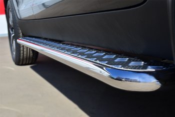 Широкая защита порогов из трубы диаметром 42 мм SLITKOFF v3 Honda CR-V  RM1,RM3,RM4 (2012-2015) дорестайлинг
