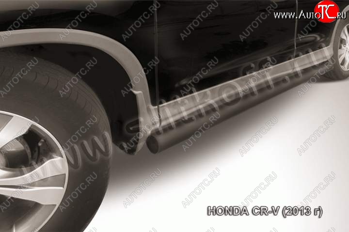 10 949 р. Защита порогов из трубы d76 Slitkoff Honda CR-V RM1,RM3,RM4 дорестайлинг (2012-2015) (Цвет: серебристый)  с доставкой в г. Кемерово