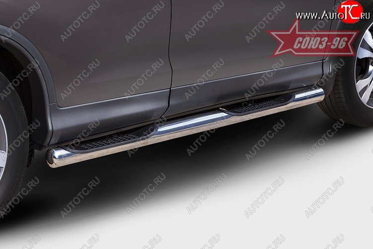 14 939 р. Защита порогов с проступью Souz-96 (d76) Honda CR-V RM1,RM3,RM4 дорестайлинг (2012-2015)  с доставкой в г. Кемерово