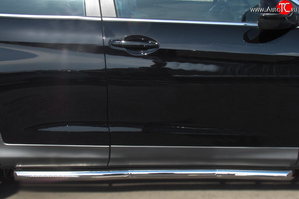 76 999 р. Защита порогов из круглой трубы диаметром 63 мм Russtal Honda CR-V RM1,RM3,RM4 дорестайлинг (2012-2015) (Защита порогов с со скосами на торцах (вариант 1))  с доставкой в г. Кемерово