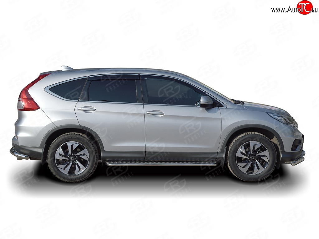 77 999 р. Широкая защита порогов Russtal Honda CR-V RM1,RM3,RM4 дорестайлинг (2012-2015) (Защита порогов с со скосами на торцах (вариант 1))  с доставкой в г. Кемерово