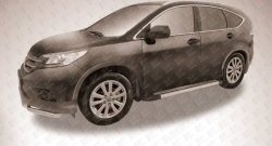 10 699 р. Алюминиевые пороги Slitkoff Luxe Silver  Honda CR-V  RM1,RM3,RM4 (2012-2015) дорестайлинг  с доставкой в г. Кемерово. Увеличить фотографию 2