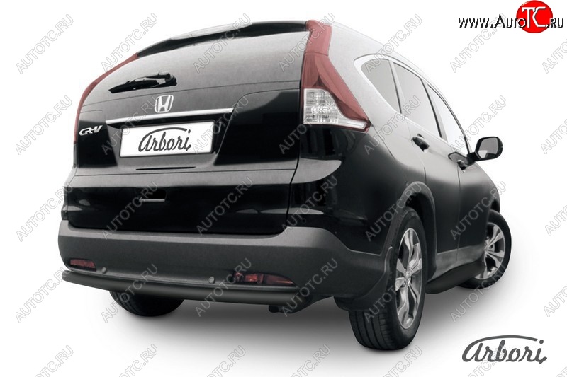 7 019 р. Защита заднего бампера Arbori (черная, 1 труба d57 mm). Honda CR-V RM1,RM3,RM4 дорестайлинг (2012-2015)  с доставкой в г. Кемерово