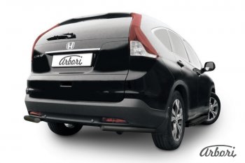 5 399 р. Защита заднего бампера Arbori (уголки, черная, 1 труба d57 mm).  Honda CR-V  RM1,RM3,RM4 (2012-2015) дорестайлинг  с доставкой в г. Кемерово. Увеличить фотографию 1