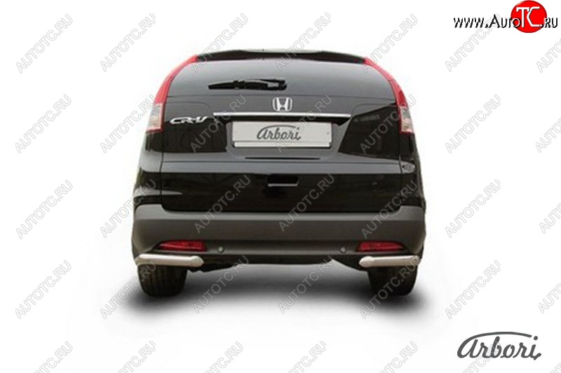 8 999 р. Защита заднего бампера Arbori (уголки, нержавейка, 1 труба d57 mm). Honda CR-V RM1,RM3,RM4 дорестайлинг (2012-2015)  с доставкой в г. Кемерово