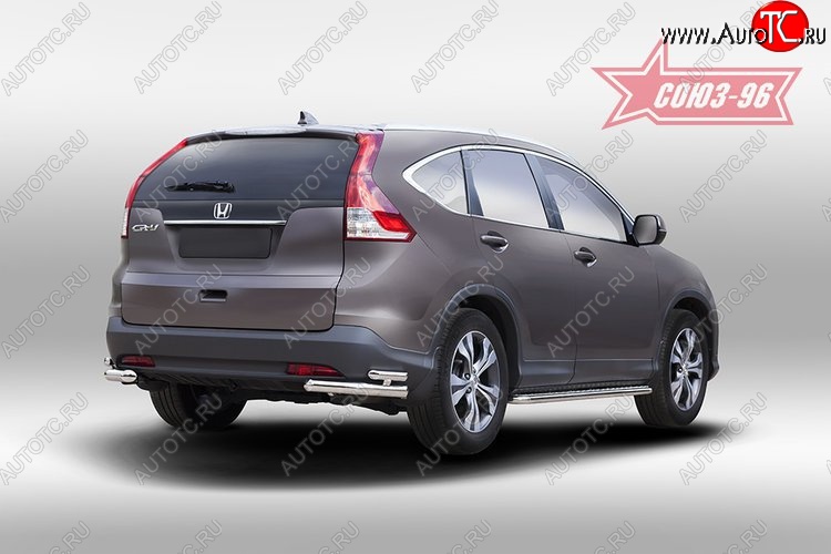 12 059 р. Защита заднего бампера из двойных боковых уголков Souz-96 (d60/42) Honda CR-V RM1,RM3,RM4 дорестайлинг (2012-2015)  с доставкой в г. Кемерово