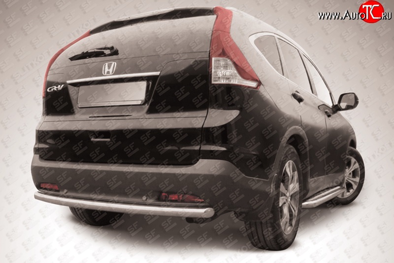 8 999 р. Защита заднего бампера из трубы диаметром 57 мм Slitkoff  Honda CR-V  RM1,RM3,RM4 (2012-2015) дорестайлинг (Нержавейка, Полированная)  с доставкой в г. Кемерово