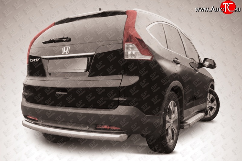 10 849 р. Защита заднего бампера из трубы диаметром 76 мм Slitkoff  Honda CR-V  RM1,RM3,RM4 (2012-2015) дорестайлинг (Нержавейка, Полированная)  с доставкой в г. Кемерово