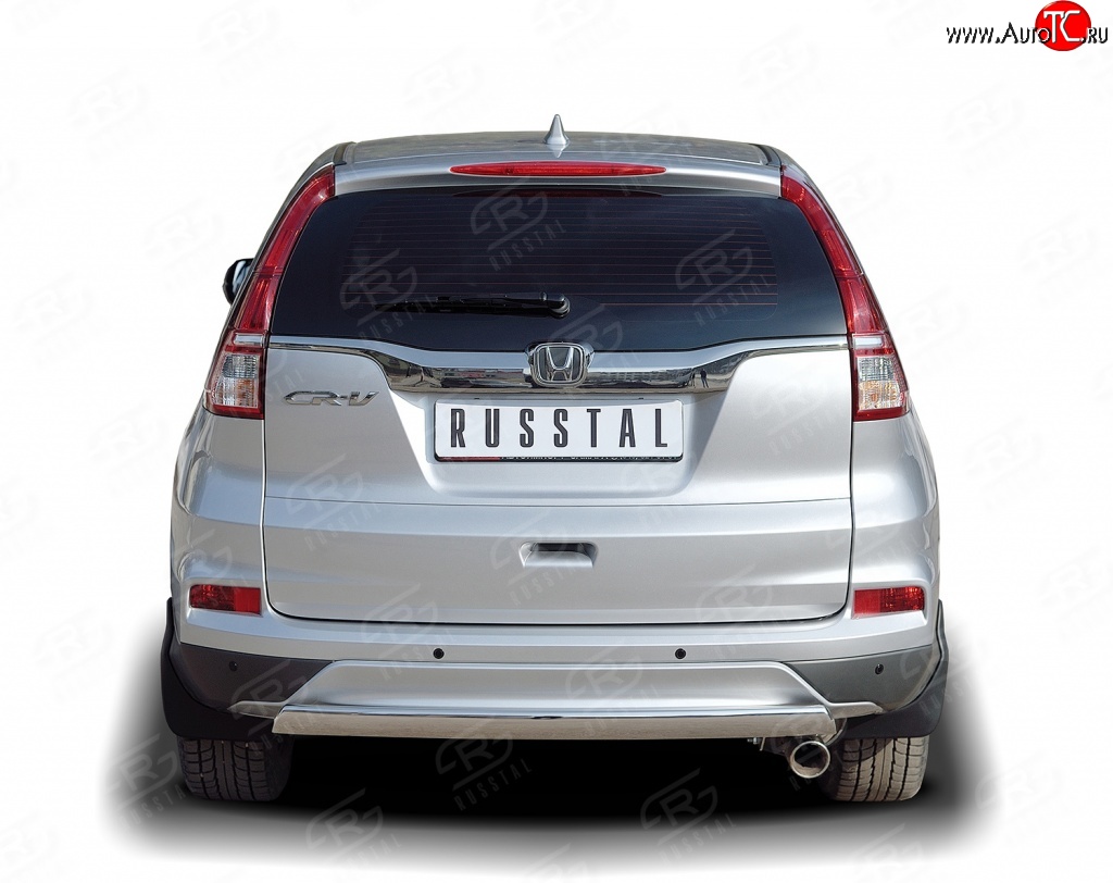 11 249 р. Защита заднего бампера (Ø75x42 мм, нержавейка) Russtal Honda CR-V RM1,RM3,RM4 дорестайлинг (2012-2015)  с доставкой в г. Кемерово