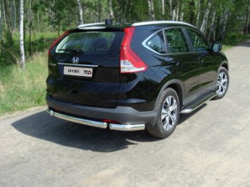Защита заднего бампера (овальная короткая) двг.2.0 ТСС (нержавейка d75х42 мм) Honda CR-V  RM1,RM3,RM4 (2012-2015) дорестайлинг