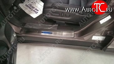 5 349 р. Накладки на порожки автомобиля СТ v2 Honda CR-V RM1,RM3,RM4 дорестайлинг (2012-2015)  с доставкой в г. Кемерово