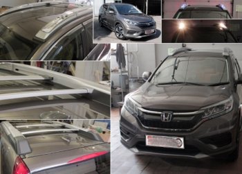 Рейлинги OE Style (с поперечинами и дополнительным светом) Honda CR-V  RM1,RM3,RM4 (2012-2018) дорестайлинг, рестайлинг