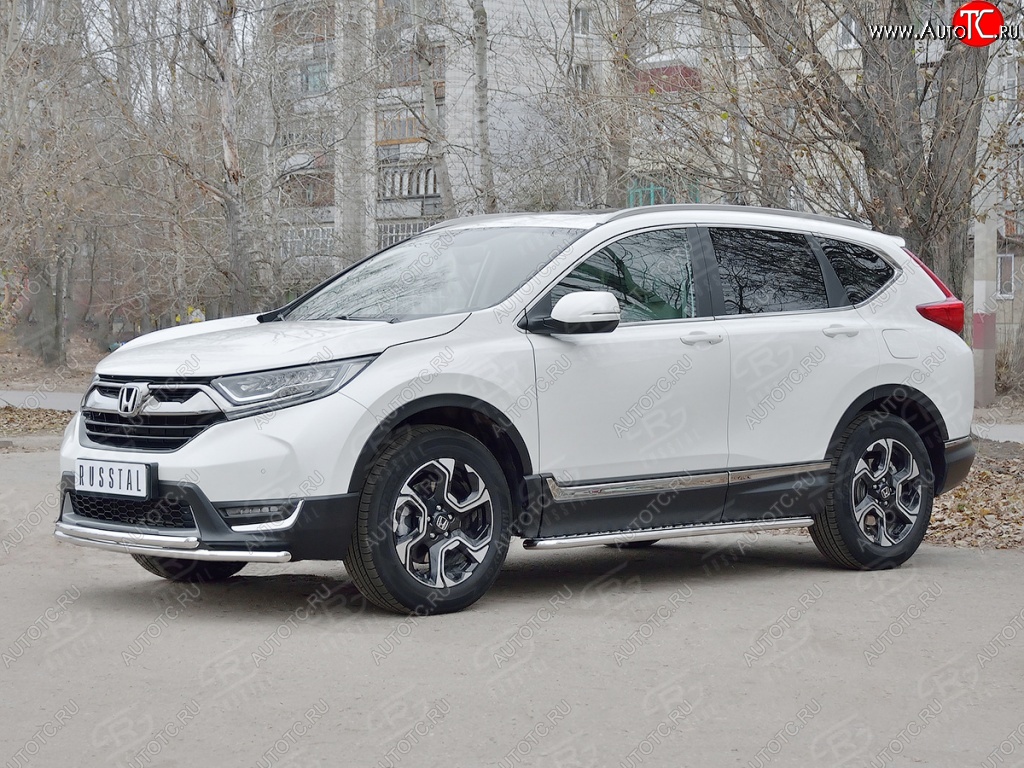 17 449 р. Защита переднего бампера (2 трубыØ42 мм, нержавейка) SLITKOFF Honda CR-V RW,RT дорестайлинг (2016-2020)  с доставкой в г. Кемерово