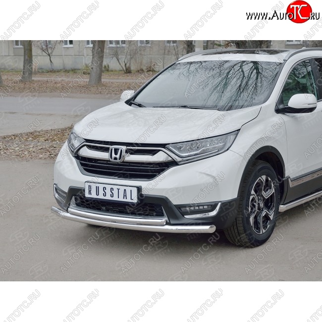 20 399 р. Защита переднего бампера (2 трубыØ63 и 42 мм, нержавейка) SLITKOFF Honda CR-V RW,RT дорестайлинг (2016-2020)  с доставкой в г. Кемерово