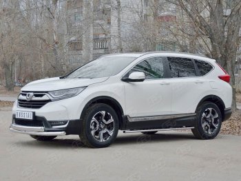 16 399 р. Защита переднего бампера (2 трубыØ63 и 75х42 мм, нержавейка) Russtal Honda CR-V RW,RT дорестайлинг (2016-2020)  с доставкой в г. Кемерово. Увеличить фотографию 3