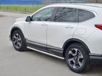 19 999 р. Защита порогов из круглой трубы диаметром 63 мм SLITKOFF v1 Honda CR-V RW,RT дорестайлинг (2016-2020)  с доставкой в г. Кемерово. Увеличить фотографию 2