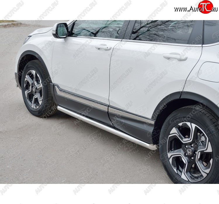 19 999 р. Защита порогов из круглой трубы диаметром 63 мм SLITKOFF v1 Honda CR-V RW,RT дорестайлинг (2016-2020)  с доставкой в г. Кемерово