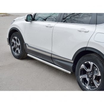 18 799 р. Защита порогов из круглой трубы диаметром 63 мм SLITKOFF v2 Honda CR-V RW,RT дорестайлинг (2016-2020)  с доставкой в г. Кемерово. Увеличить фотографию 3