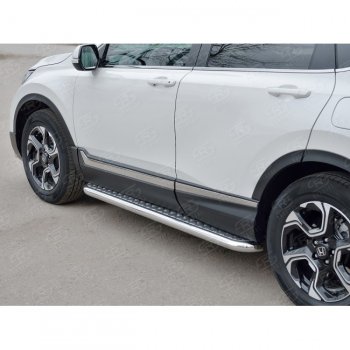30 799 р. Широкая защита порогов из трубы диаметром 63 мм SLITKOFF v2  Honda CR-V  RW,RT (2016-2020) дорестайлинг  с доставкой в г. Кемерово. Увеличить фотографию 2